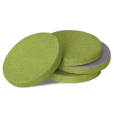 Imagem de OVOV Almofadas redondas para cadeiras de jantar, pacote com 4, almofadas de assento extragrossas com capa removível e fundo antiderrapante verde (40,6 x 40,6 cm)