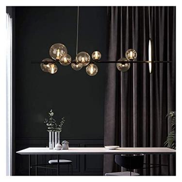 Imagem de Lustre moderno, lustres nórdicos decorativos de vidro, luzes pendentes de bola de vidro transparente, luminária de teto suspensa para ilha de cozinha, sala de estar, sala de jantar, hotel, b