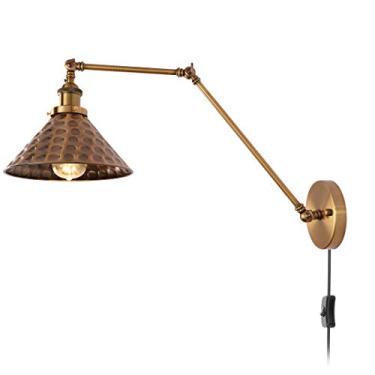 Imagem de Lâmpada de leitura de parede ajustável de braço longo de metal, cor de latão, 1,8 m, para quarto e sala de estar, 1 pacote