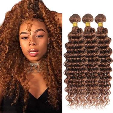 Imagem de Pacotes de cabelo DiexRlamx Brown Deep Wave Brazilian Remy 14-18