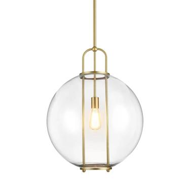 Imagem de Pendente Tridente Globo Vidro Dourado 25cm 1E27 DS8242 Delis