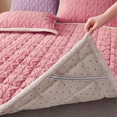 Imagem de Almofada de cama individual, cor 6, almofada de cama fofa, almofada de colchão, duplo, almofada de cobertor, pode ser usado durante todo o ano (cor 2, 200 * 220 cm)