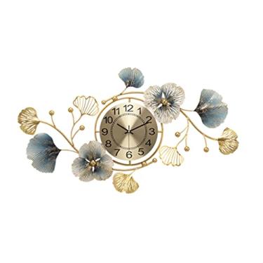 Imagem de WYUYIWH Relógio de parede de metal moderno criativo para família, estilo moderno, com personalidade, relógio de parede silencioso sem tique-taque, relógio decorativo para sala de estar para pendurar