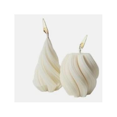 Imagem de Kit de Velas Decorativas de Cera Vegetal – Conjunto de Velas Artesanais Off White