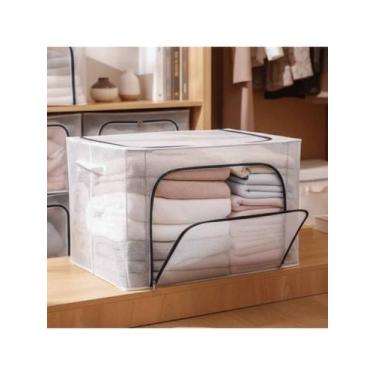 Imagem de Caixa Organizadora 100l Dobrável Multiuso Tecido Zíper Grande Roupas C