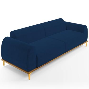 Imagem de Sofá 03 Lugares Para Sala de Estar Kiev 230 cm D02 Veludo Azul Marinho C-304 - Lyam Decor