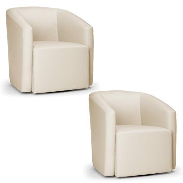 Imagem de Poltrona Decorativa Base Giratória Kit 2 Stella Max Sintético Bege D03 - D'Rossi