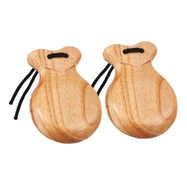 Imagem de MERIGLARE 2x Castanholas Espanholas com Cordas Brinquedos Sensoriais Tradicionais Instrumentos de Percussão de Mão Instrumento Musical para Apresentações de, Cor de Madeira