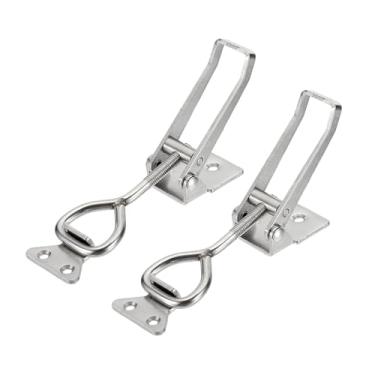 Imagem de HARFINGTON 2 peças de grampo ajustável M8 x 45 mm 299.4 kg capacidade de retenção 4003 estilo trava de liberação rápida grampos ferrolho para tampa de defumador gabarito caixa de ferramentas, prata