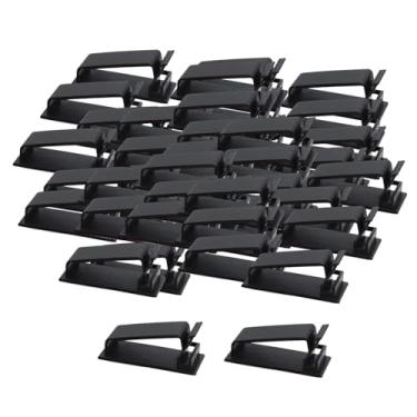 Imagem de KiBcsLic 50 peças de clipes de cabo, clipes de gerenciamento de cabos para debaixo da mesa, suportes de parede resistentes ao desgaste para fios elétricos de, Preto