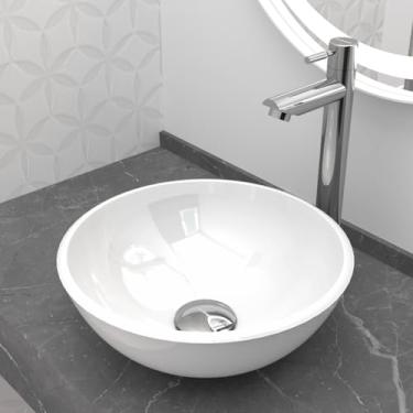 Imagem de Cuba Pia de Apoio Sobrepor Redonda 30cm Branca Banheiro Lavabo Beltempo BT-3063