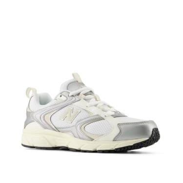 Imagem de New Balance Tênis masculino 408 V1, Branco/linho/prata metálico, 41
