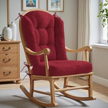 Imagem de Almofada para cadeira de balanço Wingback - Almofadas de cadeira Adirondack grandes, esponja de alta densidade, almofadas de balanço internas de chenille confortáveis com laços, 2 conjuntos de