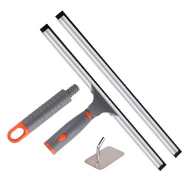 Imagem de Pacote com 2 rodos de chuveiro de 30,5 cm, lâmina de limpador macia de borracha para janela, segura de limpar, porta de chuveiro, banheiro, carro, para-brisa, espelhos de vidro