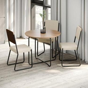 Imagem de Conjunto 4 Cadeiras de Jantar Next Tecido Mesclado Est.Preta - Metalig