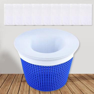 Imagem de 10 peças de meias para escumadeira de piscina – meias brancas com filtro para limpeza de resíduos e folhas de cesta