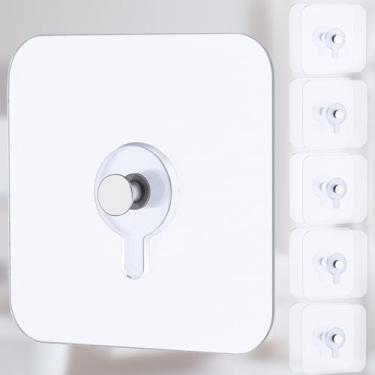 Imagem de 10 peças de ganchos autoadesivos para quadros, carga máxima de 33 libras, ganchos de parede resistentes sem pregos, ganchos de parede adesivos para pendurar ganchos transparentes à prova d'água para