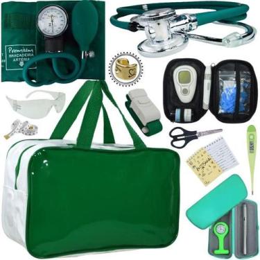 Imagem de Kit Bolsa Cores Aparelho de Pressao Esfigmomanometro Estetoscópio Medi