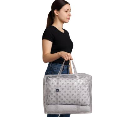 Imagem de Bolsa Plástica Sacola Transparente Com Zíper Visível Tam G