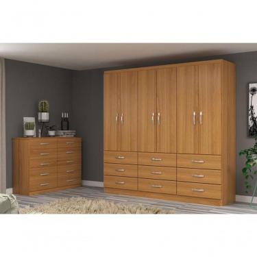 Imagem de Guarda-roupa Casal Bergamo 6 Portas 9 Gavetas - Cinnamomo Cinnamomo