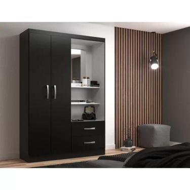 Imagem de Guarda Roupa Capelinha Solteiro 2 Portas 2 Gavetas Premium - Black Black