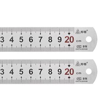 Imagem de Generic 2 réguas de aço inoxidável 20 cm réguas de metal de 2,5 cm de largura, polegada e ferramenta de medição de borda reta de graduação métrica