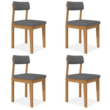 Imagem de Conjunto Com 4 Cadeiras Estofadas Utah Cinamomo/s.cinza - M.a Cinamomo/suede Cinza