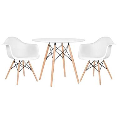 Imagem de Loft7, Mesa redonda Eames 90 cm branco + 2 cadeiras Eiffel Daw branco
