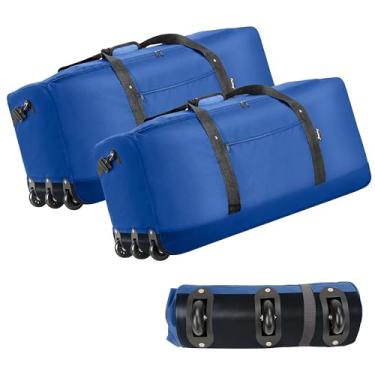 Imagem de Finnhomy Bolsa esportiva dobrável de 120 L com 3 rodas, bolsa leve de viagem com grande capacidade de carga, bolsa esportiva com rodinhas de 81 cm com alça de ombro para viagens, acampamento, esportes