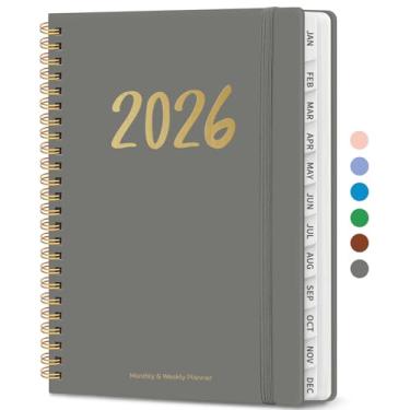 Imagem de Agenda 2026 – Agenda semanal e mensal, janeiro de 2026 a dezembro de 2026, encadernado em espiral, agenda 2026, bolso interno, perfeito para escritório, casa, material escolar – A5 (16 cm x 21,6 cm