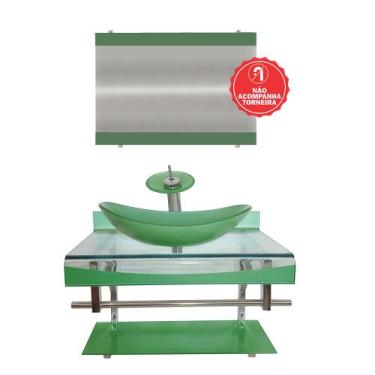 Imagem de Gabinete de Vidro 90cm para banheiro Luxemburgo - EKASA, Verde