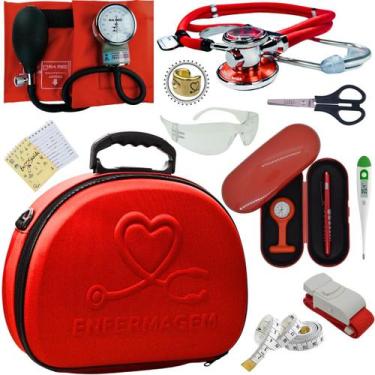 Imagem de Kit Enfermagem Maleta Completa Estagio Super Luxo - Love Saude, VERMEL