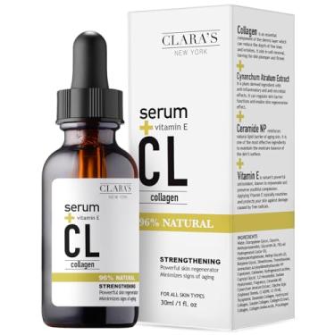 Imagem de CLARA'S NEW YORK Sérum facial de ácido glicólico com vitamina E para esfoliação suave e brilhante da pele do rosto - Feito nos EUA 30 ml (1 fl/oz) (colágeno)