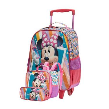 Imagem de Kit Mochila Escolar Rodinhas + Lancheira + Estojo Mickey Minnie - Xery