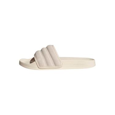 Imagem de adidas Chinelos de chuveiro unissex Adilette para adultos, Branco Maravilha/Branco Maravilha/Branco Maravilha, 11 Women/10 Men