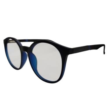 Imagem de Armação Óculos de Grau Masculina Montrossi em Acetato (Preto Fosco com Azul Fosco)