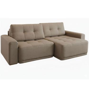 Imagem de Sofá Cama Retrátil Rondomóveis Creta R242 sem caixa com assento em espuma D33 largura de 2,24 tecido chenile linho areia