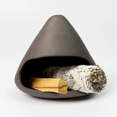 Imagem de SEEYAURO Pote de argila natural feito à mão - mini suporte de incenso de quimena para queimador de aromaterapia sálvia, copal e palo santo-com design exclusivo - presente perfeito para alívio da