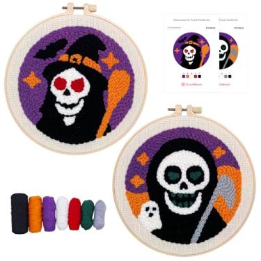 Imagem de Kit de agulhas de perfuração de Halloween para adultos iniciantes, conjunto de bordado fácil com instruções, artesanato divertido de ponta de agulha DIY para decoração de casa e ideia de presente de