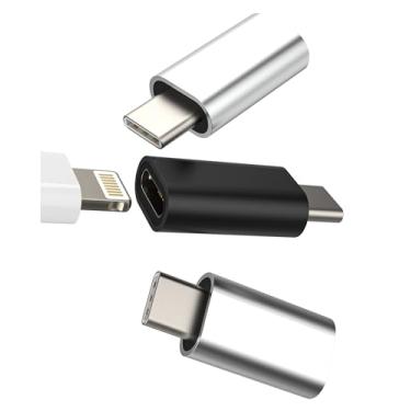 Imagem de Lightning para USB C (pacote com 3) plugue macho tipo C para iPhone 16 15 Pro para Apple fêmea conector carregador adaptador para iPad iluminação cabo conversor acessórios compatíveis com Samsung S25