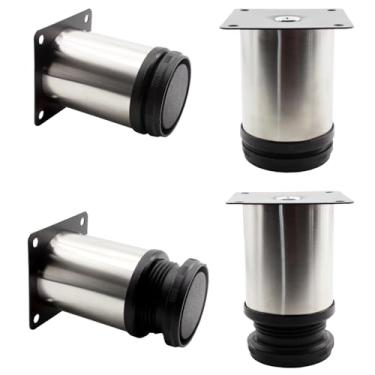 Imagem de Lamvbls Pernas de móveis de aço inoxidável, 7,6 cm, pernas ajustáveis, pernas de substituição de metal, pernas redondas de armário para mesa de café, armário de mesa, sofá, prateleiras, conjunto com 4