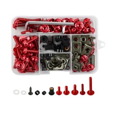 Imagem de Sandfren Kit de parafusos de carenagem de motocicleta 177 peças, conjunto de clipes de parafusos de carenagem de aço inoxidável M5 M6, conjunto de parafusos de para-brisa de motocicleta, universal