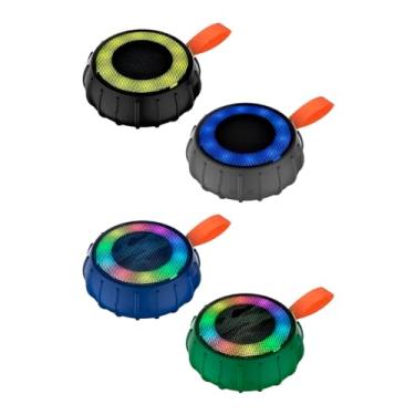 Imagem de Mini Caixa de Som Bluetooth Portátil, À Prova D'água, 8W, LED RGB, 11.6x11.6x4.9cm, Bateria 1200mAh, Alça para Transporte, Compatível com Cartão SD
