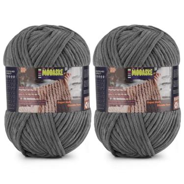 Imagem de 2 novelos de fio de chenille fofo para crochê - fio de cobertor de bebê para tricô - fio de veludo para crochê Amigurumi, fios ultramacios, peso total 400 g, comprimento total 480 m/524 jardas (2