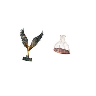 Imagem de Fenteer Estátua de Asa Aberta de Resina Escultura Feng Shui Ornamento Decorativo Suporte de Cortiça para Vinho Rolha de Exibição Vaso Moderno Multiuso Present