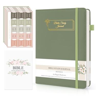 Imagem de AKONEGE Diário de estudo da Bíblia – Cadernos de notas da igreja, material de estudo bíblico, caderno para anotações e reflexão, diário de capa dura para homens e mulheres, 14,7 x 21 cm, verde