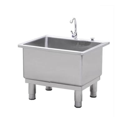 Imagem de TRGCJGH Pia de esfregão de montagem no chão, pia de lavanderia de aço inoxidável, lavatório, banheira utilitária, esfregão para cozinha/restaurante/negócios/garagens (70 x 50 x 50 cm/27,5 x 19,6 x