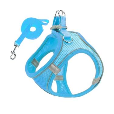 Imagem de Peitoral e trelas para cães, sem puxão, para cães, com trelas, respirável e refletivo, para caminhadas, visitas veterinárias, treinamento, carro, viagem, acampamento