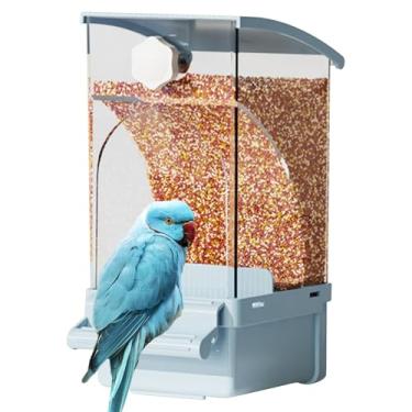 Imagem de Alimentador automático de pássaros, recipiente transparente para alimentos | Acessórios de gaiola de decoração de aviário, dispensador de guloseimas para papagaio, cacatua, periquito, canário