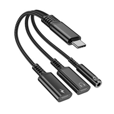 Imagem de Mizi Fone de ouvido USB-C e adaptador de carregamento 3 em 1 – conector de áudio tipo C para 3,5 mm + carregamento USB-C PD + divisor de áudio tipo C, compatível com iPhone, iPad, Galaxy, Pixel e mais